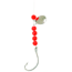 Sea Striker Snelled Hooks Nickel Wide Gap, 12in Leader, Red Beads Nickel Spinner, Size 6, 4 per Pack, S503R-6
