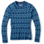 Smartwool Merino 250 Baselayer Pattern Crew - Womens, Alpine Blue/Modern Plaid, Extra Small, SW016371F54-AB/MP-X-Small