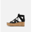 Sorel Cameron Flatform Lace Wedge Sandals Leather - Womens, Black/Gum 2, 9.5 US, 1981631-010-9.5