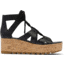 Sorel Cameron Flatform Lace Wedge Sandals Leather - Women's, Black/Gum 2, 7.5 US, 1981631-010-7.5