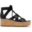 Sorel Cameron Flatform Lace Wedge Sandals Leather - Womens, Black/Gum 2, 9.5 US, 1981631-010-9.5