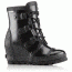 Sorel Joan Rain Wedge Gloss Boot - Women's, Black, Sea Salt, 6.5, 1757571010-6.5