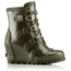 Sorel Joan Rain Wedge Gloss Rubber Boot, Womens, Nori/Zest, 10 US, 1757571383-10