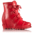 Sorel Joan Rain Wedge Rubber Boot - Women's-Burnt Henna/Red Dahlia-Medium-9.5
