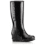 Sorel Joan Rain Wedge Tall Gloss Rubber Boot, Women's, Black/Sea Salt, 12 US, 1757591010-12
