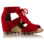 Sorel Joanie Lace Suede Casual Boot, Womens, Bright Red, 9.5 US, 1797921691-9.5