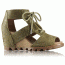 Sorel Joanie Lace Wedge Sandal, Womens, Olive Drab, 7 US, 1777091389-7