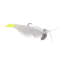 Strike King Tidal Shrimp Fishing Lure, Pre-rigged Soft Plastic Shrimp Bait, Durable Mesh Tail, 2/0 Single Hook, 3 1/2in, 1/4oz, Pearl Chartreuse Tail, PRSSW3-492