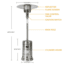 Upland Mushroom 46,000 BTU Outdoor Patio Heater, Stainless Steel, Medium, UJN-SN02-SS