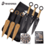 USMC 6 Throwing Knife Set, 5.5 in, 3Cr13 Stainless Steel Stainless Steel, Black/Brown, M-T001-6CS