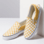 Vans Classic Checkerboard Slip-On Shoes, Ochre/True White, 5, VN0A38F7QCP-CB-O/TW-5