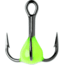 VMC Glow Resin Treble Hook, Black Nickel, 1x, Glow Chartreuse, Size 6, Pack Of 2, GRT6GLCHPP