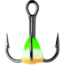 VMC Glow Resin Treble Hook, Black Nickel, 1x, Green Orange, Size 6, Pack Of 2, GRT6GOGLPP