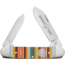 Whiskey Bent Knives Canoe Folding Knife, Spear & Pen Blades, 440 Steel Blade, 3.63in Closed Length, Acrylic Handle, Serape Sunrise, WB12-03