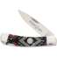 Whiskey Bent Knives Lock Blade Folding Knife, Single Clip Point, 440 Steel Blade, 3.75in Closed Length, Acrylic Handle, Black Diamond Bead, WB13-04