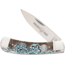 Whiskey Bent Knives Lock Blade Folding Knife, Single Clip Point, 440 Steel Blade, 3.75in Closed Length, Acrylic Handle, Tooled Country, WB13-38