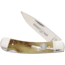 Whiskey Bent Knives Lock Blade Folding Knife, Single Clip Point, 440 Steel Blade, 3.75in Closed Length, Natural Bone Handle, Burnt Bone, WB23-01