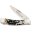 Whiskey Bent Knives Lock Blade Folding Knife, Single Clip Point, 440 Steel Blade, 3.75in Closed Length, Natural Bone Handle, Carved Burnt Bone, WB23-04