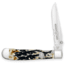 Whiskey Bent Knives Locking Trapper Folding Knife, Single Clip Blade, 440 Steel Blade, 4.125in Closed Length, Natural Bone Handle, Carved Burnt Bone, WB16-16