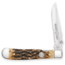 Whiskey Bent Knives Locking Trapper Folding Knife, Single Clip Blade, 440 Steel Blade, 4.125in Closed Length, Natural Bone Handle, Legacy, WB16-43