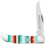 Whiskey Bent Knives Mini Hunter Folding Knife, Single Clip, 440 Steel Blade, 2.75in Closed Length, Acrylic Handle, Serape Coastal, WB14-01