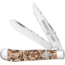 Whiskey Bent Knives Trapper Filework Folding Knife, Clip Point &amp; Spey Blades, 440 Steel Blade, 4.125in Closed Length, Acrylic Handle, Floral Tool, WB15F-06