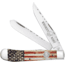Whiskey Bent Knives Trapper Filework Folding Knife, Clip Point &amp; Spey Blades, 440 Steel Blade, 4.125in Closed Length, Acrylic Handle, Patriot, WB15F-18