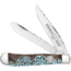 Whiskey Bent Knives Trapper Filework Folding Knife, Clip Point &amp; Spey Blades, 440 Steel Blade, 4.125in Closed Length, Acrylic Handle, Tooled Country, WB15F-38