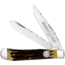 Whiskey Bent Knives Trapper Filework Folding Knife, Clip Point &amp; Spey Blades, 440 Steel Blade, 4.125in Closed Length, Natural Bone Handle, Honey Badger, WB15F-41