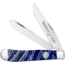 Whiskey Bent Knives Trapper Folding Knife, Slip Joint, 440 Steel Blade, 4.125in Closed Length, Acrylic Handle, Blue Mammoth, WB11-07
