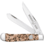 Whiskey Bent Knives Trapper Folding Knife, Slip Joint, 440 Steel Blade, 4.125in Closed Length, Acrylic Handle, Floral Tool, WB11-06