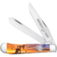 Whiskey Bent Knives Trapper Folding Knife, Slip Joint, 440 Steel Blade, 4.125in Closed Length, Acrylic Handle, Pump Jack Sunrise, WB11-12