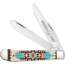 Whiskey Bent Knives Trapper Folding Knife, Slip Joint, 440 Steel Blade, 4.125in Closed Length, Acrylic Handle, Turquoise Bead, WB11-01