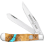 Whiskey Bent Knives Trapper Folding Knife, Slip Joint, 440 Steel Blade, 4.125in Closed Length, Acrylic Handle, Turquoise River, WB11-14