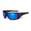 Wiley X Nash Sunglasses, Matte Black Frame/ Polarized Blue Mirror Green, ACNAS09