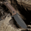 WOOX Rock 62 Fixed Blade Knife, 4.25 in, Drop Point, Mil-Spec Black, Sleipner Steel Blade, Plain American Walnut Handle, BU.KNF001.01