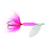 Wordens Rooster Tail In-Line Spinner, 2 1/2in, 1/6 oz Treble Hook, Hammered Silver Pink Fluorescent, 210-HSPKFL