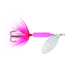 Wordens Rooster Tail In-Line Spinner, 2in, 1/16 oz Treble Hook, Hammered Silver Pink Fluorescent, 206-HSPKFL