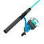 Zebco Spyn 40 Salt Fisher Spinning Reel and Rod Combo, 6ft 6in 2-PC Telescopic Rod, Med-Heavy, Mod-Fast, SZ 40 Reel, 7-PC Strike King Tackle Kit, Blue/Green, SPYN40SK662MH.FB4