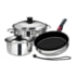 Magma Nesting 7-Piece Induction Compatible Cookware - Stainless Steel Exterior &amp; Slate Black Ceramica Non-Stick Interior, A10-363-2-IND