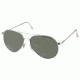 AO Flight Gear General Sunglasses, Wire Spatula, Silver Frame, Green Glass Lenses, 58mm, 32627