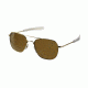 AO Original Pilot Sunglasses, Bayonet, Gold Frame, Brown Glass Lens, Polarized, 52mm, 32103