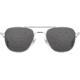 AO Original Pilot 2 Sunglasses, Silver Frame, Gray Glass Lens, Standard Temple, 55-20-145, OP-255STCLGYG