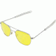 AO Original Pilot Sunglasses, Bayonet, Silver Frame, Yellow Lens, Polarized, 57mm, 30255