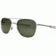 Open Box, Dealer Demo, AO Original Pilot Sunglasses, Bayonet, Matte Chrome Frame, Green Glass Lenses, 55mm, 32222