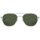 AO Original Pilot Sunglasses, Matte Silver Frame, 52 mm Calobar Green SkyMaster Glass Lenses, Bayonet Temple, Polarized, 738921550112