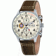 AVI-8 Hawker Hurricane Watch Quartz Japan Chronograph with Date, Cream/Brown AV-4011-04