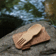 Bambu Bamboo Spork &amp; Cork Pouch, Natural, Natural, 4in x 2 1/4in, 131000