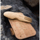 Bambu Bamboo Spork &amp; Cork Pouch, Natural, Natural, 4in x 2 1/4in, 131000