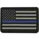 Bartact PVC Rubber Flag Patch w/ Velcro/Hook Backing, Thin Blue Line USA Flag - Stars on Left, Blue/Black/Grey, 2 x 3, FLAGLP23BS